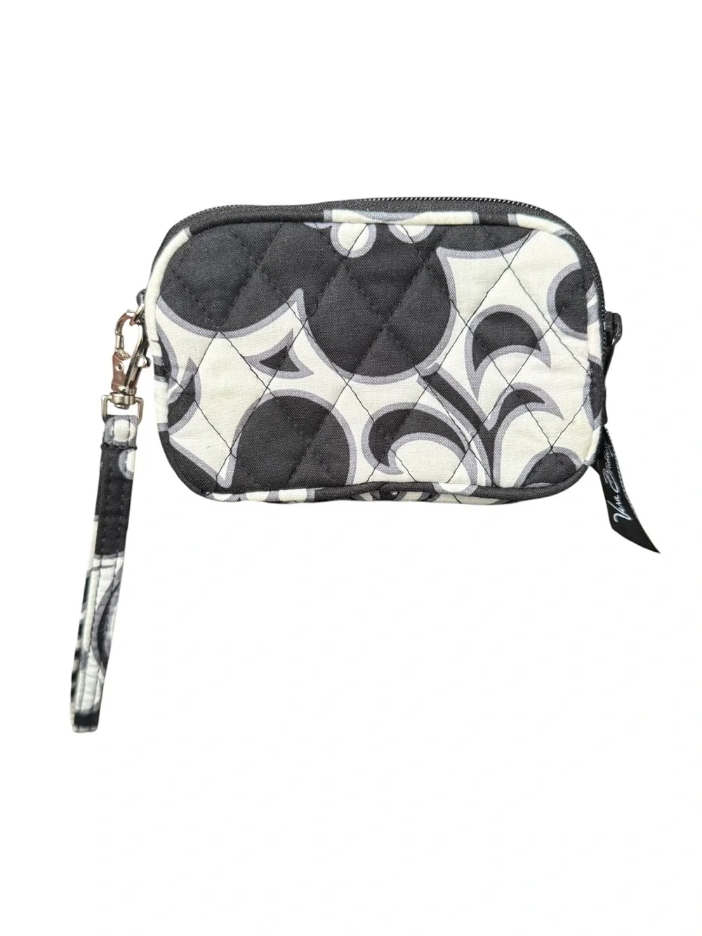 4/$25 Vera Bradley Night & Day Quilted Coin Pouch Wristlet Small Black White
